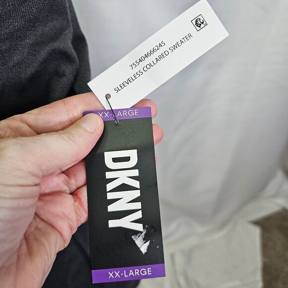 DKNY Gray Sleeveless Collared Sweater Size XXL - Picture 10 of 15